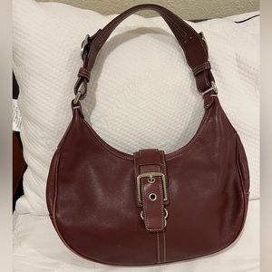 Coach Hampton Burgundy Leather Hobo Bag #7548